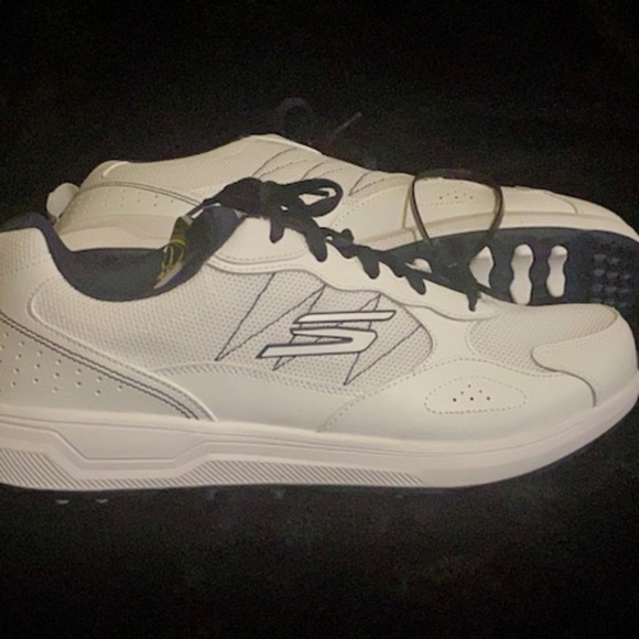 Skechers Go Golf Prime Lynx 3 Spikeless Leather Golf Shoes Men 12 White Navy New - Picture 3 of 6